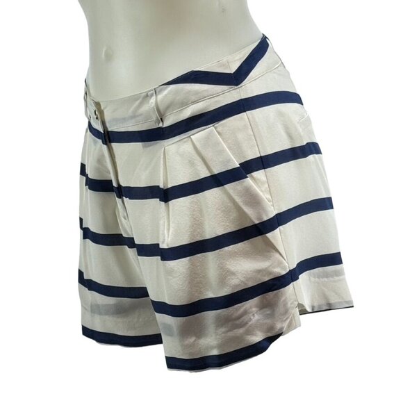 ANNIE GRIFFIN Women's Shorts Silk Blue White Striped Pockets Lined Size 6 - Picture 7 of 10